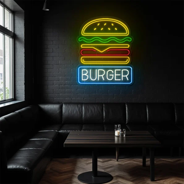 neon sign burger icon fast food restaurant decor 1