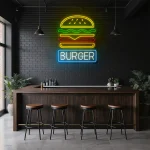 neon sign burger icon fast food restaurant decor 1