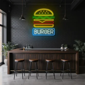 neon sign burger icon fast food restaurant decor 2