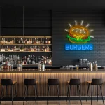 neon sign burger icon with bright colors fast food decor 1
