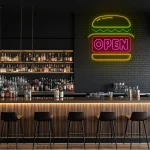 neon sign burger open fast food restaurant decor 1