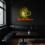 neon sign burrito mexico hand holding burrito mexican food decor 1