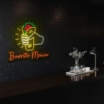 neon sign burrito mexico hand holding burrito mexican food decor 1