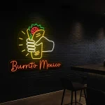 neon sign burrito mexico hand holding burrito mexican food decor 1