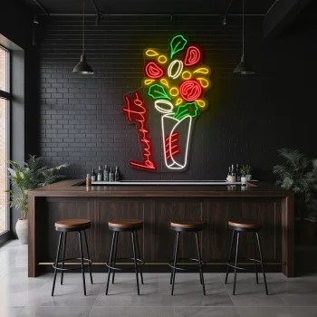neon sign burrito wrap mexican food restaurant decor 2