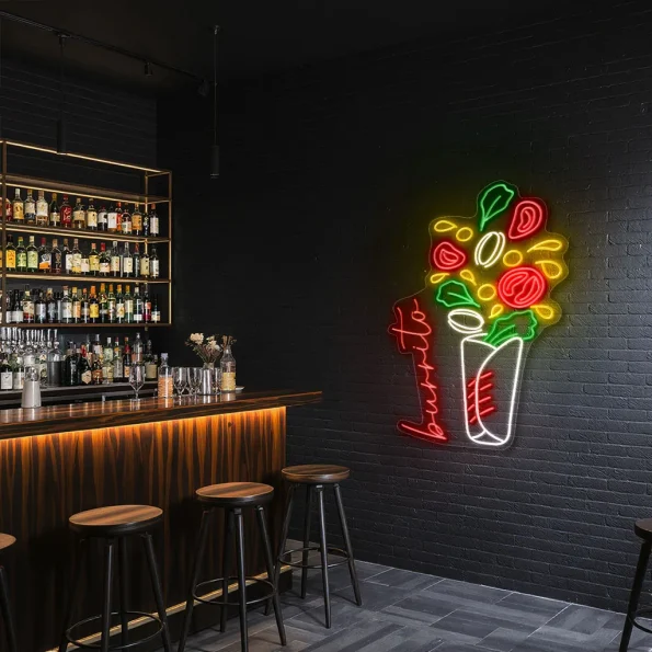 neon sign burrito wrap mexican food restaurant decor 4