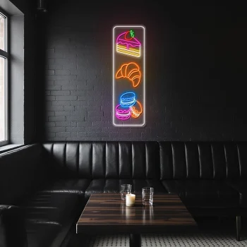 neon sign cake slice croissant macaron bakery decor 2