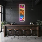 neon sign cake slice croissant macaron bakery decor 1