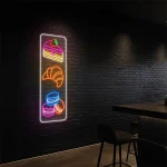 neon sign cake slice croissant macaron bakery decor 1