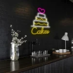 neon sign cake with heart topper and bakery decor 1