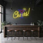 neon sign cheers cocktail glass bar decor 1