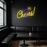 neon sign cheers cocktail glass bar decor 1