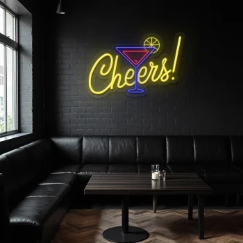 neon sign cheers cocktail glass bar decor 2