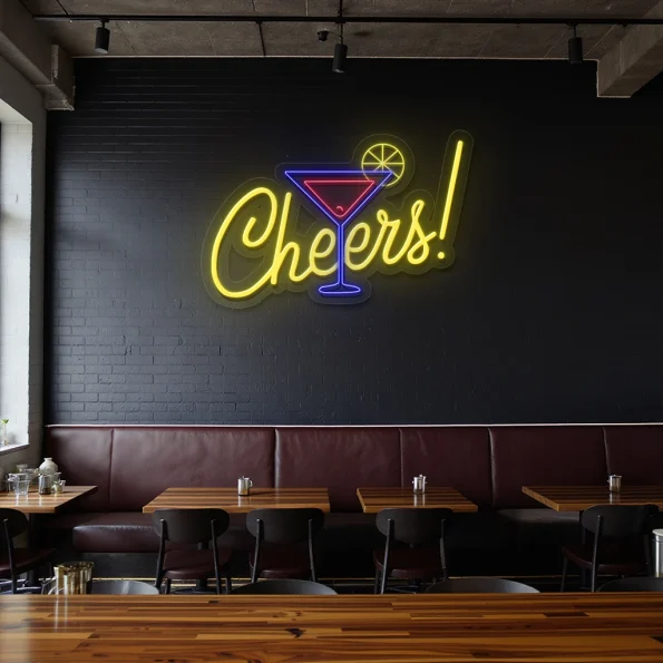 neon sign cheers cocktail glass bar decor 3