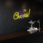 neon sign cheers cocktail glass bar decor 1