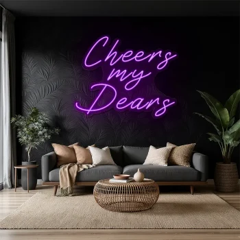 neon sign cheers my dears text wall decor 1