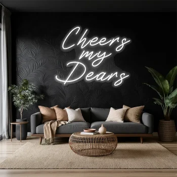 neon sign cheers my dears text wall decor 2