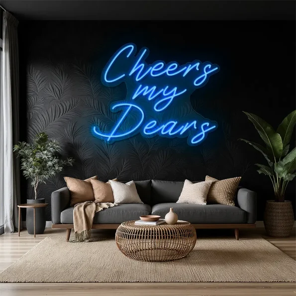 neon sign cheers my dears text wall decor 3