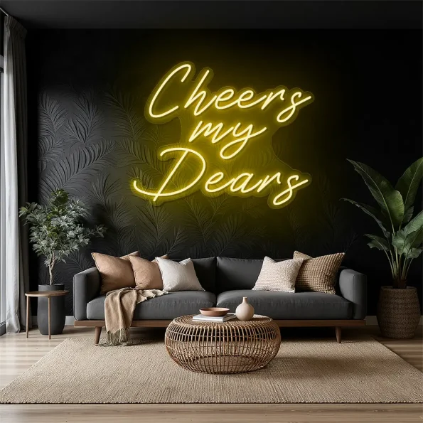 neon sign cheers my dears text wall decor 5