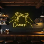 neon sign cheers toasting glasses bar decor 1