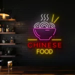 neon sign chinese food bowl with chopsticks restaurant decor 1