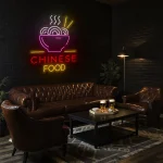 neon sign chinese food bowl with chopsticks restaurant decor 1