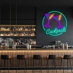 neon sign cocktails glasses bar decor 1