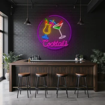 neon sign cocktails glasses bar decor neon light 1