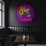 neon sign cocktails glasses bar decor neon light 1