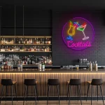 neon sign cocktails glasses bar decor neon light 1