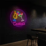 neon sign cocktails glasses bar decor neon light 1