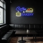 neon sign coffee & bakery with cup and cake design for cafe decor 1
