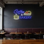 neon sign coffee & bakery with cup and cake design for cafe decor 1