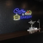 neon sign coffee & bakery with cup and cake design for cafe decor 1