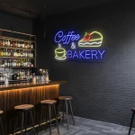 neon sign coffee & bakery with cup and cake design for cafe decor 1