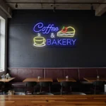 Neon Sign Coffee & Bakery With Cup And Cake Design For Cafe Decor 1