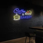 Neon Sign Coffee & Bakery With Cup And Cake Design For Cafe Decor 1