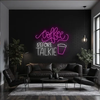 neon sign coffee before talkie text with cup icon wall decor 1