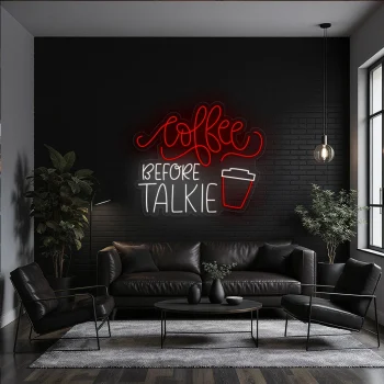 neon sign coffee before talkie text with cup icon wall decor 2