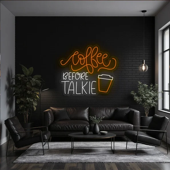 neon sign coffee before talkie text with cup icon wall decor 4