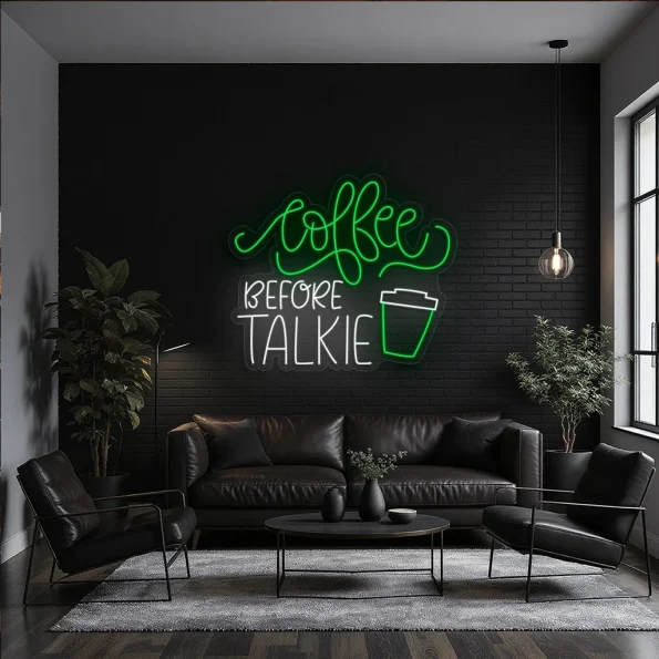 neon sign coffee before talkie text with cup icon wall decor 5