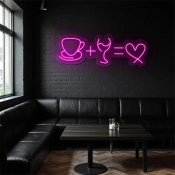 neon sign coffee cup and glass love equation caf decor 1