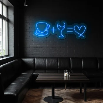 neon sign coffee cup and glass love equation caf decor 2