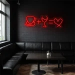 neon sign coffee cup and glass love equation caf decor 1