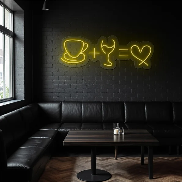neon sign coffee cup and glass love equation caf decor 4