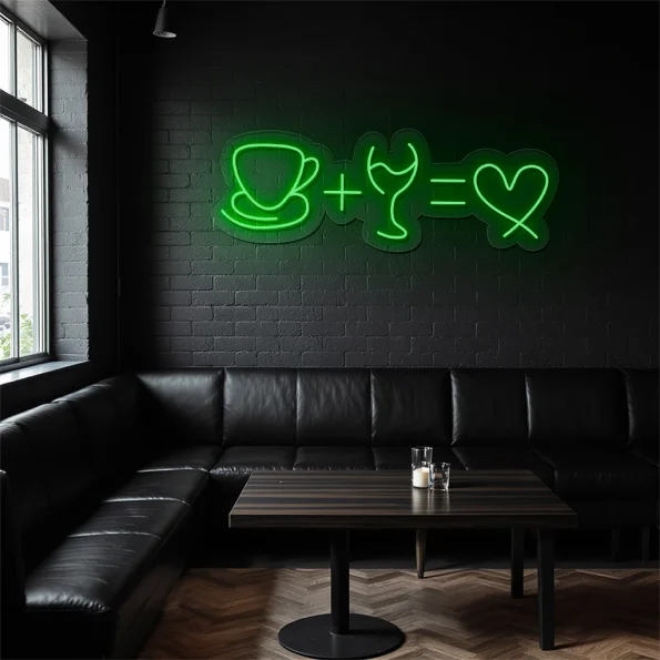 neon sign coffee cup and glass love equation caf decor 5