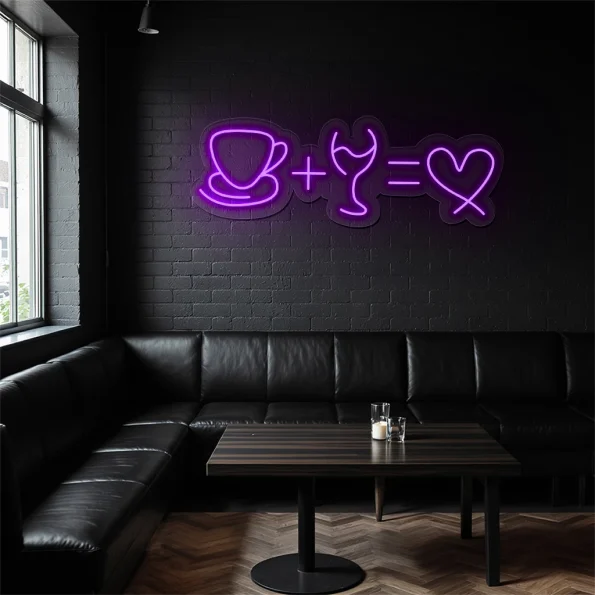 neon sign coffee cup and glass love equation caf decor 6