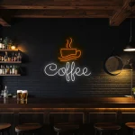 neon sign coffee cup and text wall decor for cafe bar 1
