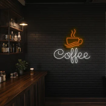 neon sign coffee cup and text wall decor for cafe bar 2
