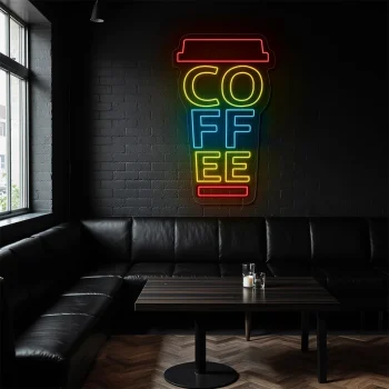 neon sign coffee cup shape colorful caf wall decor 1